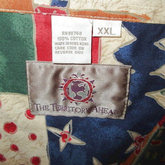 Vtg The Territory Ahead Patchwork Shirt Mens Size XXL Button Long Sleeves Artsy - Picture 5 of 10